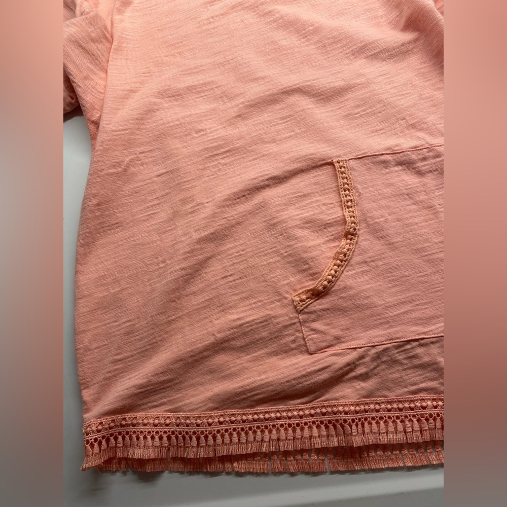 Avon Coral 3/4 Batwing Sleeve Boho Cotton Top with Kangaroo Pocket XL N - Picture 6 of 6